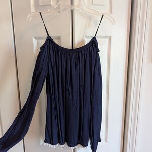 Lilly Pulitzer Navy Blue Pleated Blouse Relaxed Fit